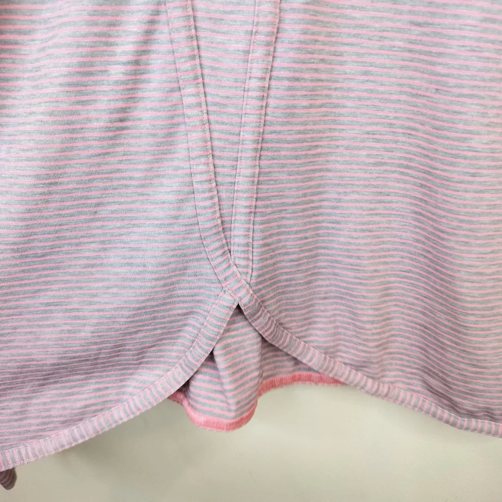 Athleta Girl Be Bold Stripe Top XXL 14 Activewear Sporty Pink Grey Pullover